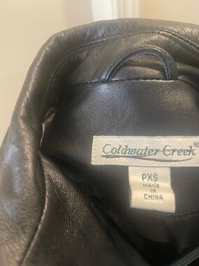 Coldwater Creek Black Leather Petite Jacket